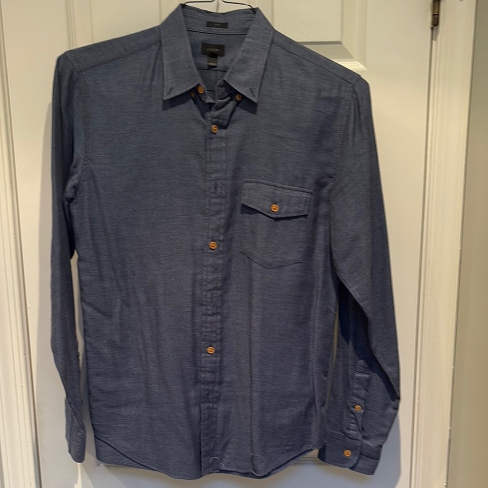 J. Crew Navy Blue FlannelCasual Button Down Shirt Slim Fit Medium